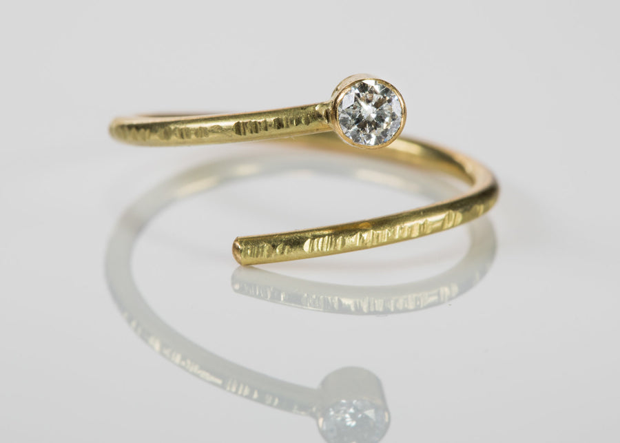 14k Gold and Diamond Open Wrap Ring