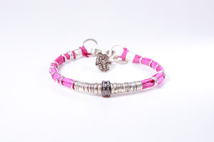 Pavé Diamond Barrel Pink Leather Bracelet