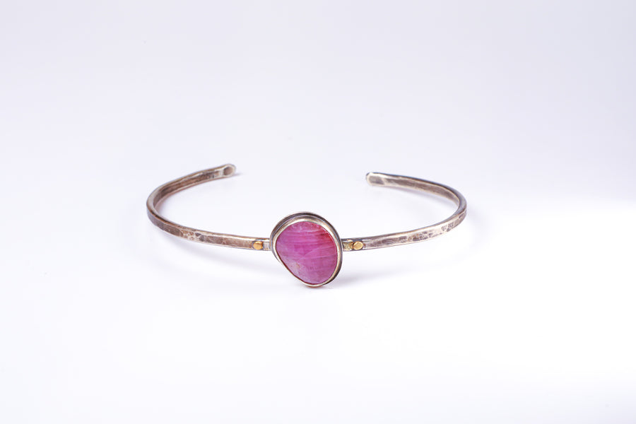 Pink Sapphire Sterling Silver Bangle
