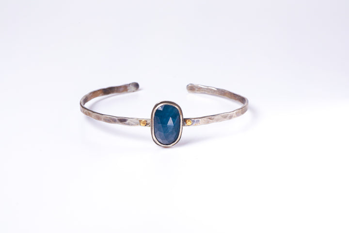Blue Sapphire Sterling Bangle