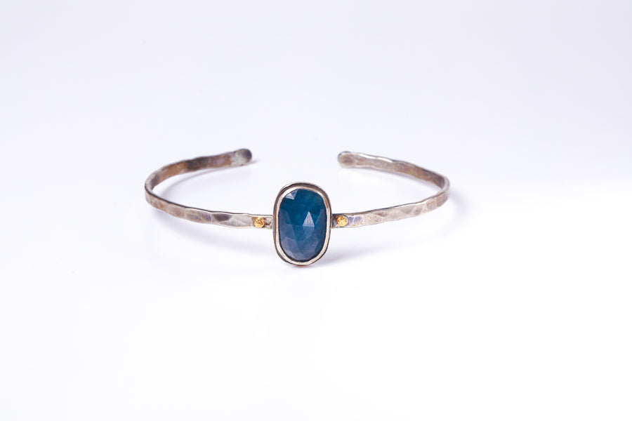 Blue Sapphire Sterling Bangle