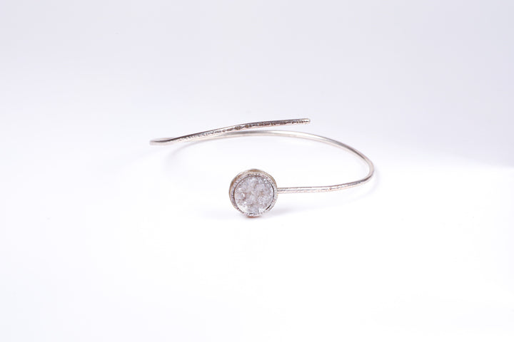 White Druzy Sterling Silver Bangle