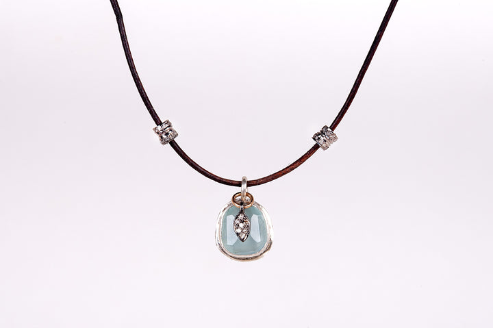 Aquamarine Solstice Leather Necklace