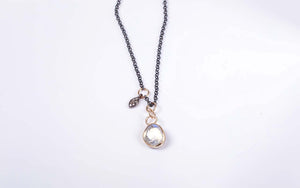 Moonstone with Gold and Sterling Silver Necklace