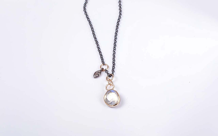 Moonstone with Gold and Sterling Silver Necklace