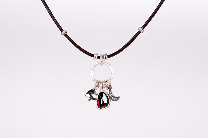 Rhodolite Garnet Solstice Leather Necklace