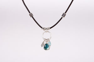 Bi-color Blue Tourmaline Solstice Leather Necklace