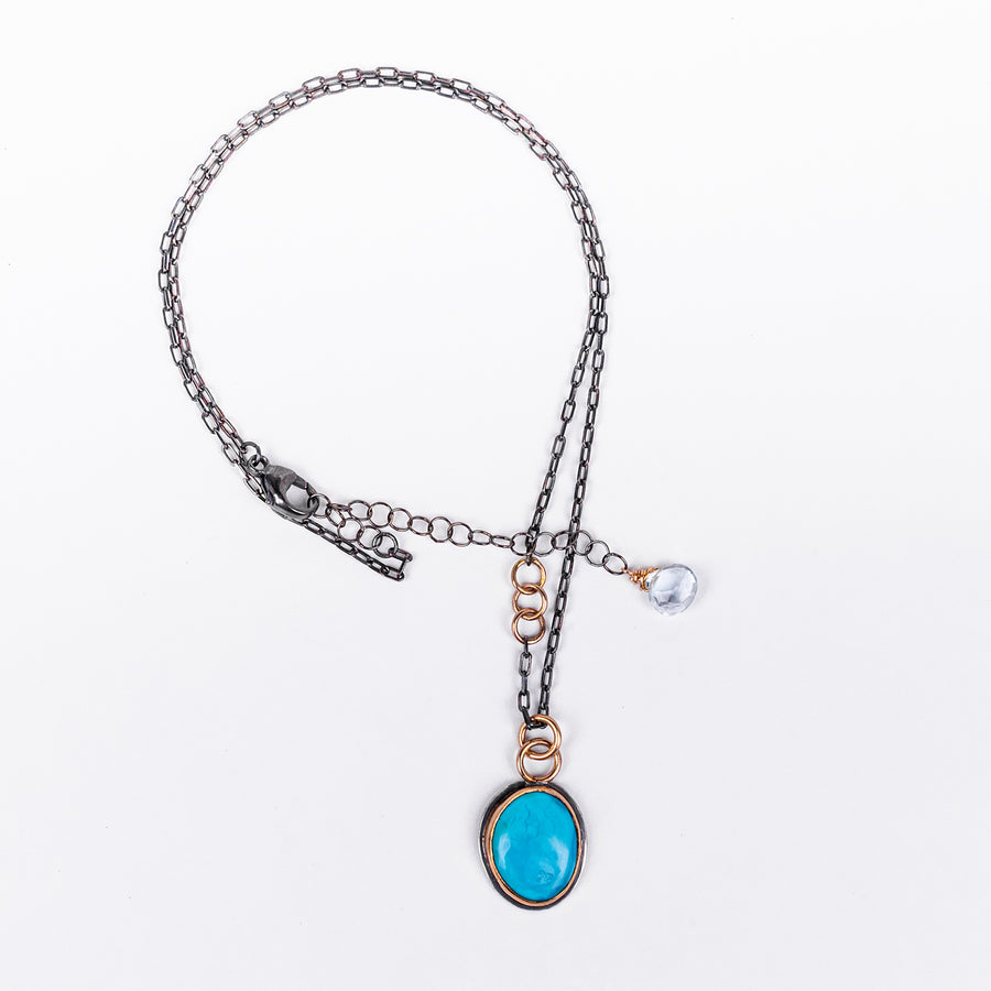 Turquoise with Gold and Sterling Silver Necklace