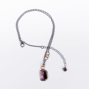 Bicolor Tourmaline with Gold & Sterling Silver Necklace