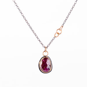 Ruby with Gold and Sterling Silver Necklace