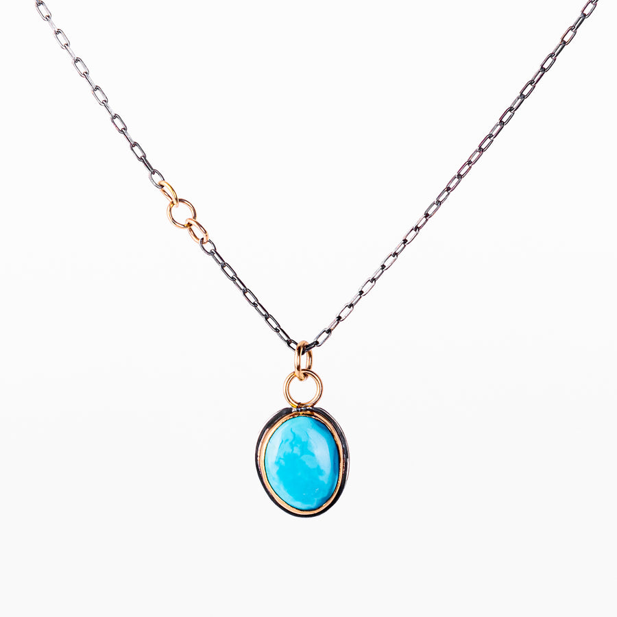 Turquoise with Gold and Sterling Silver Necklace