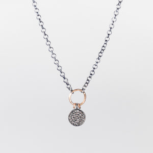 Pavé Diamond Disc with Gold and Sterling Necklace