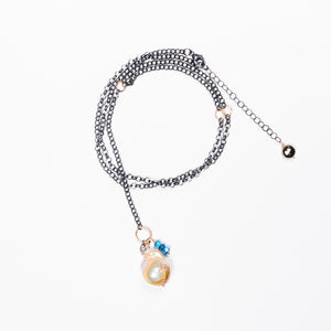 Baroque Pearl with Pavé Diamond and Gold, Sterling Silver Necklace
