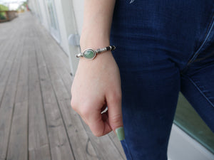 Chrysoprase & Pavé Diamond Leather Bracelet