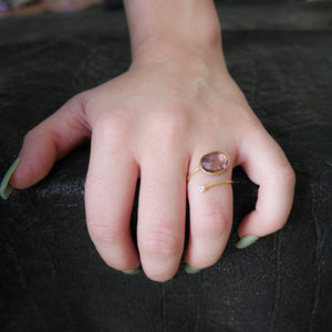 Tourmaline Diamond Gold Open Wrap Ring
