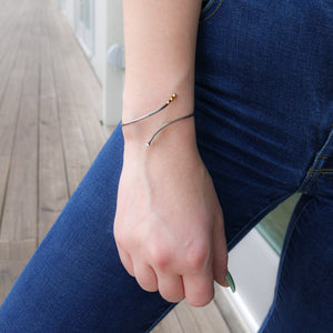 Diamond and Gold and Sterling Bangle