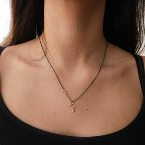 Diamond with Gold and Sterling Silver Necklace
