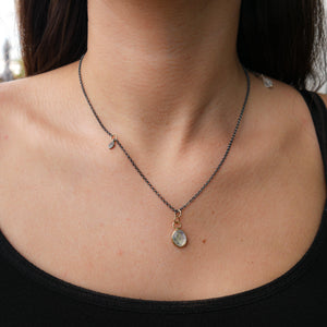 Moonstone with Gold and Sterling Silver Necklace