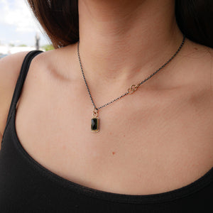 Indicolite Tourmaline with Gold and Sterling Silver Necklace