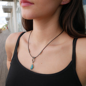 Boulder Opal and Pavé Diamond 14k Gold Necklace