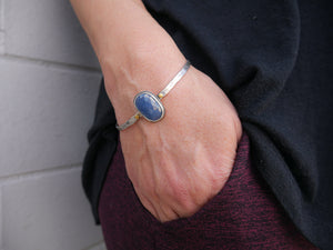 Blue Sapphire Sterling Bangle