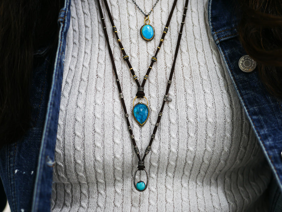 Turquoise with Gold and Sterling Silver Necklace