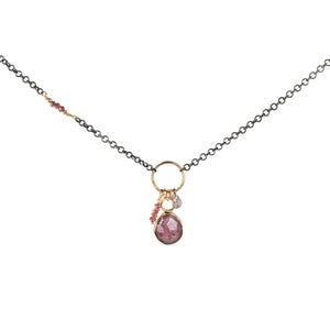 Pink Tourmaline and 14k Gold Necklace