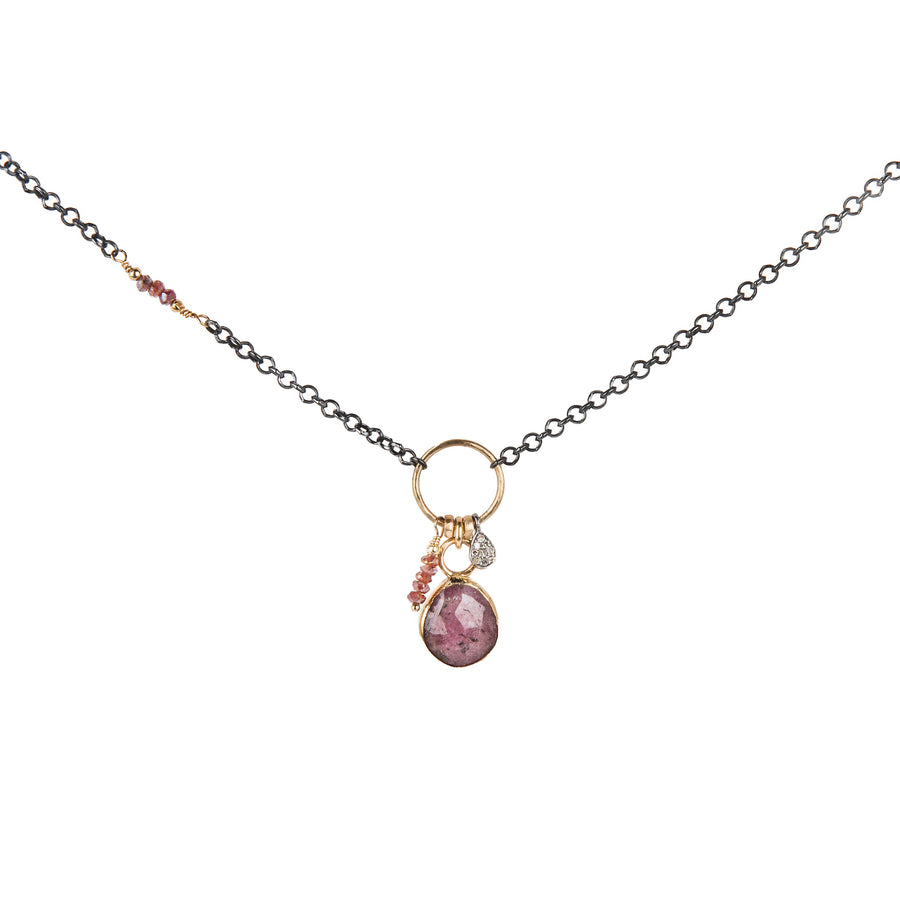 Pink Tourmaline and 14k Gold Necklace