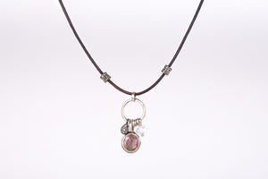 Watermelon Tourmaline Solstice Leather Necklace
