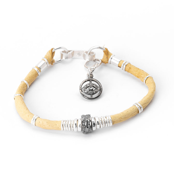 Pavé Diamond Barrel Sunflower Yellow Leather Bracelet